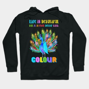 Life is Beautiful, but it is even better with Colour | Colourful Floral Peacock Hoodie